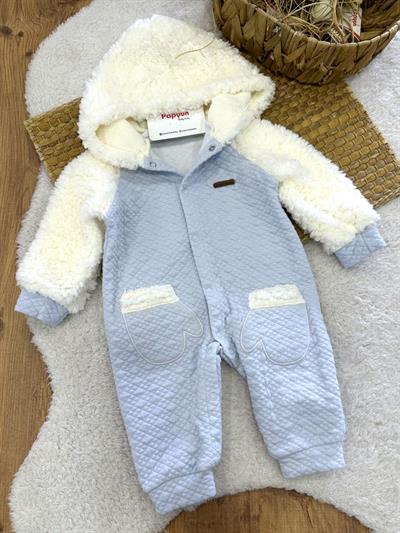 El Cepli Peluş Detaylı Kapşonlu Bebek Tulum (0-3/3-6/6-9/9-12 Ay)