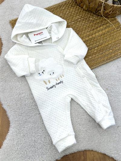 Kuzu Nakışlı Kapşonlu Bebek Tulum (6-9/9-12/12-18/18-24 Ay)