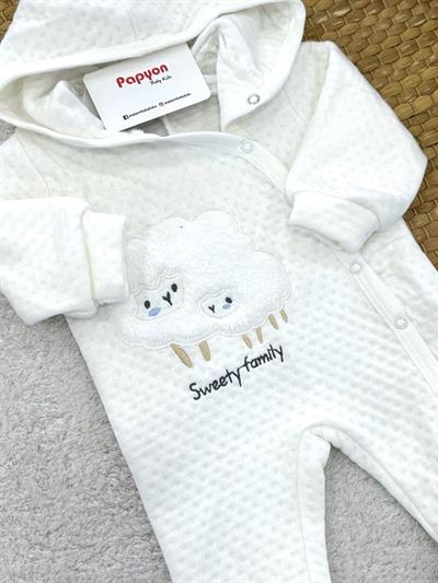 Kuzu Nakışlı Kapşonlu Bebek Tulum (6-9/9-12/12-18/18-24 Ay)