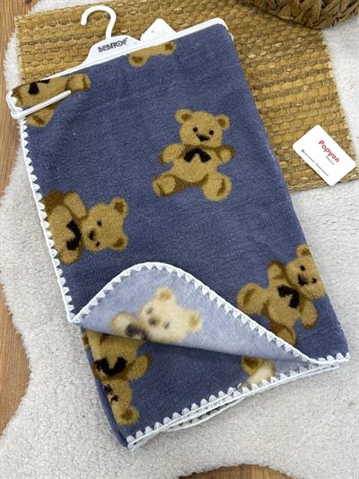 Ayıcık Desenli Polar Welsoft Bebek Battaniyesi (90x100 Cm)