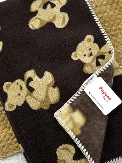 Ayıcık Desenli Polar Welsoft Bebek Battaniyesi (90x100 Cm)