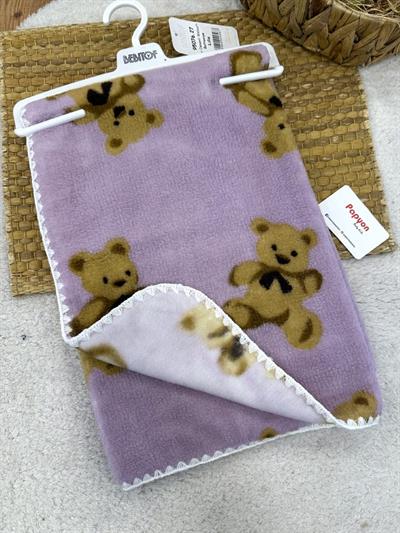 Ayıcık Desenli Polar Welsoft Bebek Battaniyesi (90x100 Cm)