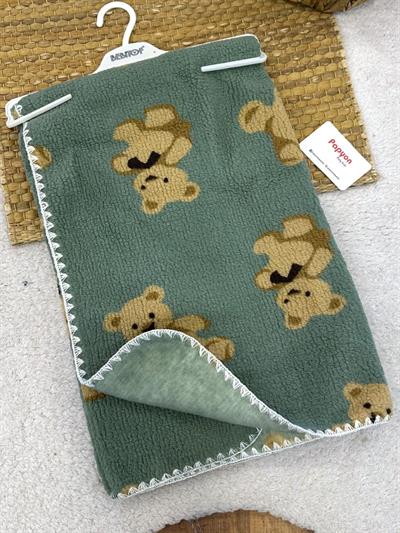 Ayıcık Desenli Polar Welsoft Bebek Battaniyesi (90x100 Cm)