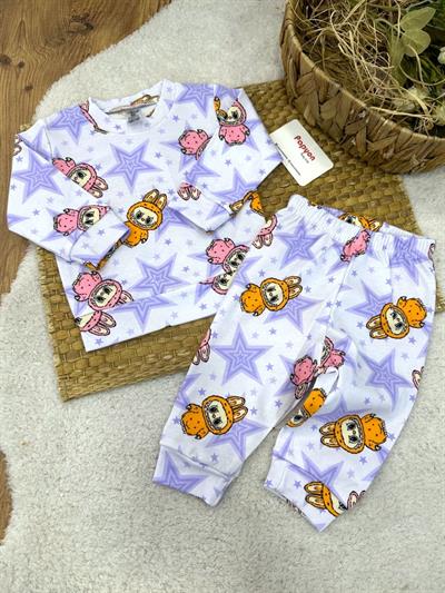 Labubu Yıldız Desenli Kız Bebek 2li Takım (3-6/6-9/9-12/12-18 Ay)