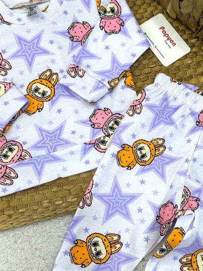 Labubu Yıldız Desenli Kız Bebek 2li Takım (3-6/6-9/9-12/12-18 Ay)