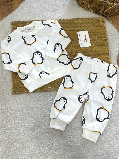 Penguen Desenli Uniseks Bebek 2li Takım (3-6/6-9/9-12/12-18 Ay)