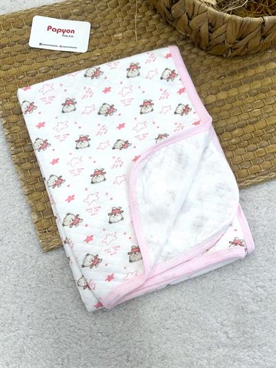 Ayıcık Yıldız Desenli Kapitone Dikişli Tek Kat Bebek Battaniyesi 85X100 Cm