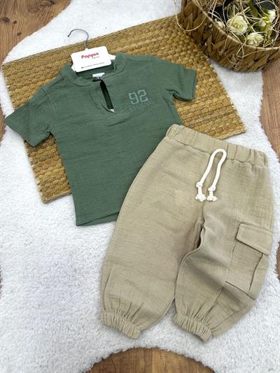 92 Original Nakışlı Gömlek Pantolon Erkek Bebek Müslin Takım (6-9/9-12/12-18/18-24 Ay)