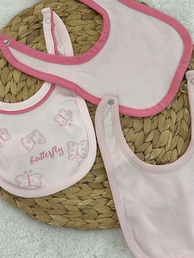 Butterfly Baskılı Kız Bebek 3lü Penye Önlük