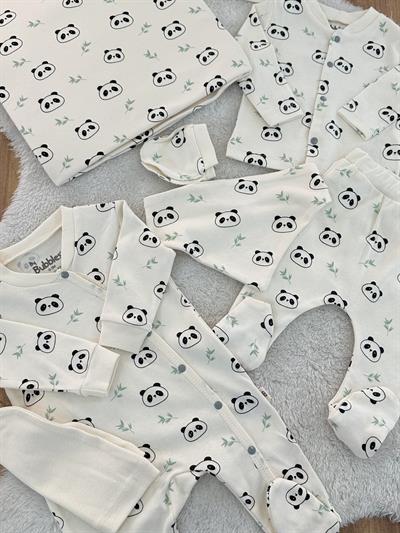 Panda Organik Unisex Bebek 8li Zıbın Set Hastane Çıkışı