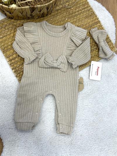 Fırfırlı Fiyonklu Fitilli Kız Bebek Tulum (0-3/3-6/6-9/9-12 Ay)