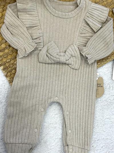 Fırfırlı Fiyonklu Fitilli Kız Bebek Tulum (0-3/3-6/6-9/9-12 Ay)