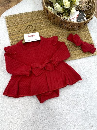 Fiyonklu Fitilli Kız Bebek Romper Badi (3-6/6-9/9-12/12-18 Ay)