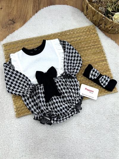 Kazayağı Bandanalı Kız Bebek Romper Badi (3-6/6-9/9-12/12-18 Ay)