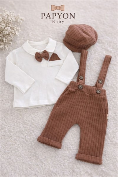 Yakalı Badili Örme Salopetli Erkek Bebek Takım (0-3/3-6/6-9/9-12 Ay)