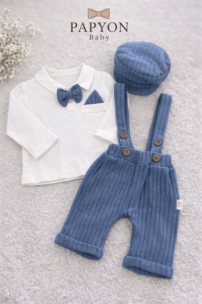 Yakalı Badili Örme Salopetli Erkek Bebek Takım (0-3/3-6/6-9/9-12 Ay)