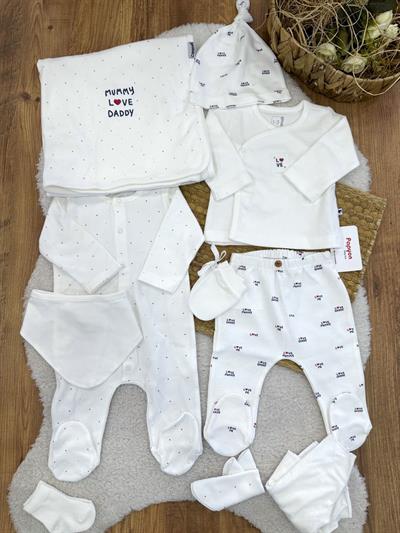 Mummy Love Daddy Yenidoğan Uniseks Bebek 10lu Hastane Çıkış Seti