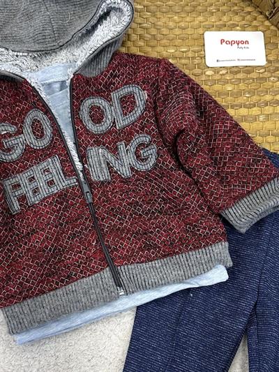 Good Feeling Kapşonlu Ceketli Erkek Bebek 3lü Takım (6-9/9-12/12-18 Ay)