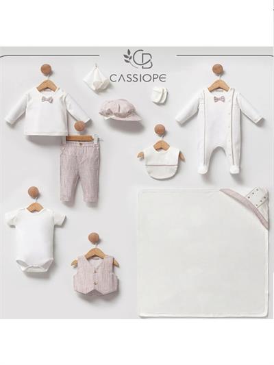 (Organik Ürün) Papyonlu Yenidoğan Erkek Bebek 10lu Hastane Çıkış Seti