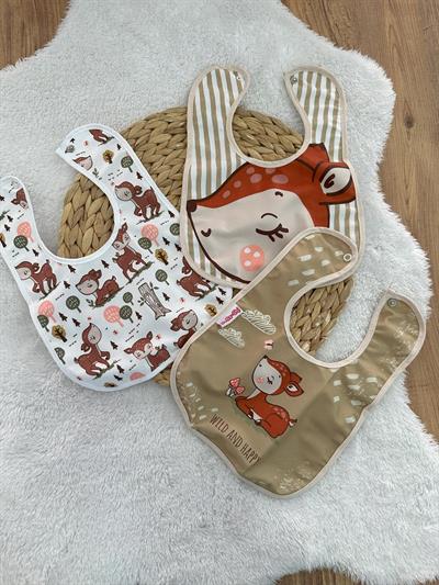Ceylan Model Arkası Muşamba 3lü Bebek Mama Önlüğü