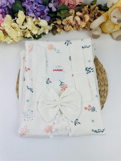 Çiçek Baskılı Müslin Pike Puset Örtüsü 75x110 Cm