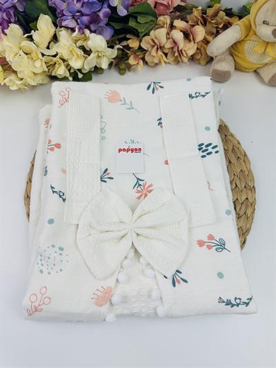 Çiçek Baskılı Müslin Pike Puset Örtüsü 75x110 Cm
