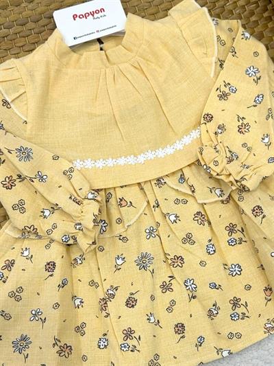 Fistolu Çiçek Baskılı Kız Bebek Elbise (6-9/9-12/12-18/18-24 Ay)