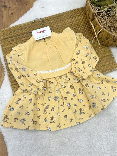 Fistolu Çiçek Baskılı Kız Bebek Elbise (6-9/9-12/12-18/18-24 Ay)