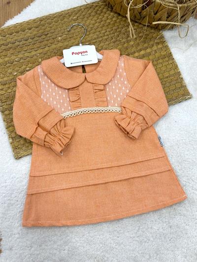 Fistolu Etekleri Pileli Kız Bebek Elbise (6-9/9-12/12-18/18-24 Ay)