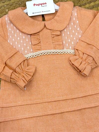 Fistolu Etekleri Pileli Kız Bebek Elbise (6-9/9-12/12-18/18-24 Ay)