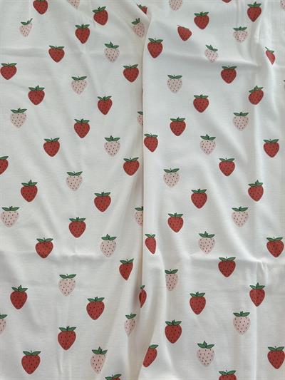 Çilek Baskılı Çift Kat Organik Penye Bebek Battaniye 90x90 Cm