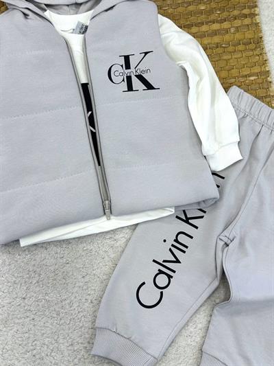 Calvin Klein Baskılı Şişme Yelekli Erkek Bebek 3lü Takım (3-6/6-9/9-12/12-18 Ay)