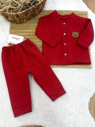 Ayıcık Armalı Önden Çıtçıtlı Bebek Pijama Takımı 6-9/9-12/12-18/18-24 Ay