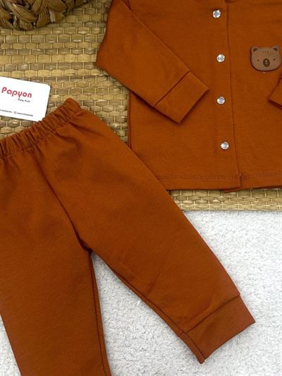 Ayıcık Armalı Önden Çıtçıtlı Bebek Pijama Takımı 6-9/9-12/12-18/18-24 Ay