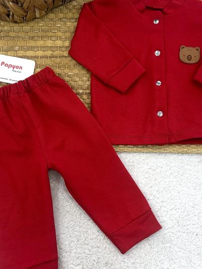 Ayıcık Armalı Önden Çıtçıtlı Bebek Pijama Takımı 6-9/9-12/12-18/18-24 Ay