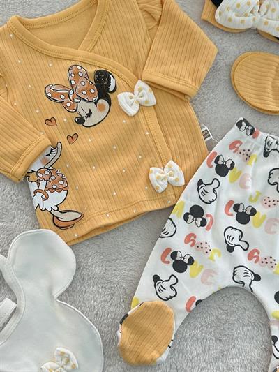 Daisy Minnie Model Yenidoğan Kız Bebek 5li Zıbın Set Hastane Çıkışı