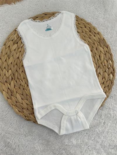 Dantelli Kız Bebek Çıtçıtlı Badi Zıbın (Ekru) 0-3/3-6/6-9/9-12/12-18/18-24 Ay