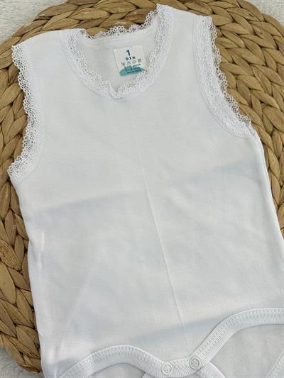 Dantelli Kız Bebek Çıtçıtlı Badi Zıbın (Beyaz) 0-3/3-6/6-9/9-12/12-18/18-24 Ay