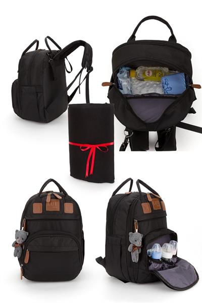 Anne Bebek Bakım Sırt Çantası Biberon Termos Gözlü Puset Askılı