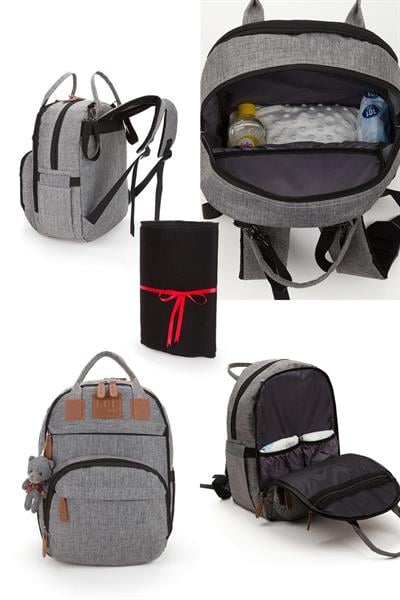 Anne Bebek Bakım Sırt Çantası Biberon Termos Gözlü Puset Askılı