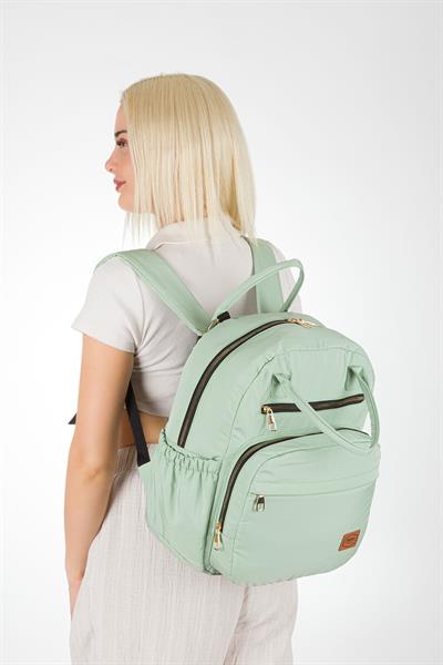 Bondit Kumaş Anne Bebek Bakım Sırt Çantası Biberon Termos Gözlü