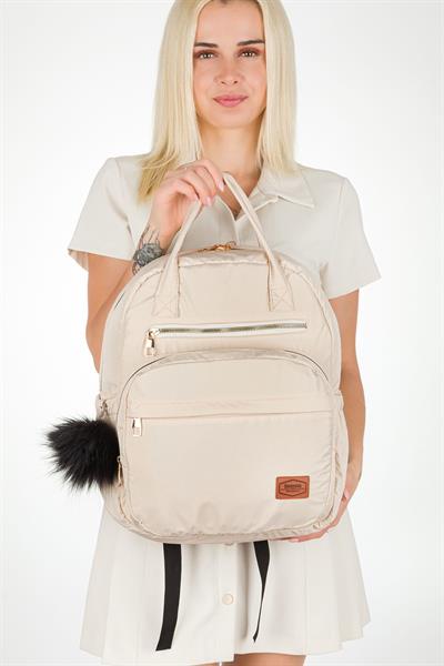 Bondit Kumaş Anne Bebek Bakım Sırt Çantası Biberon Termos Gözlü