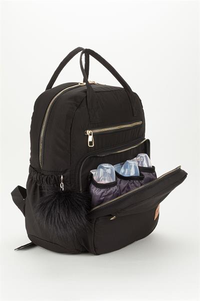 Bondit Kumaş Anne Bebek Bakım Sırt Çantası Biberon Termos Gözlü