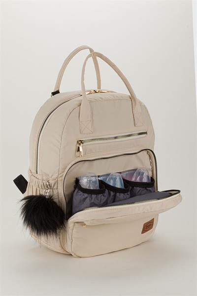 Bondit Kumaş Anne Bebek Bakım Sırt Çantası Biberon Termos Gözlü