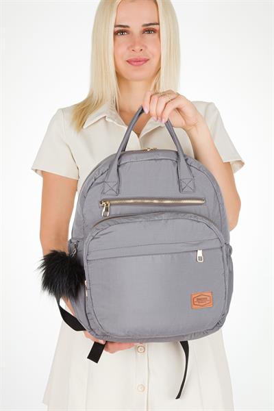 Bondit Kumaş Anne Bebek Bakım Sırt Çantası Biberon Termos Gözlü