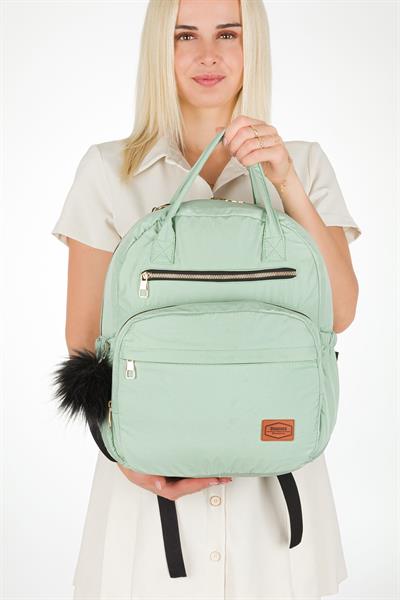 Bondit Kumaş Anne Bebek Bakım Sırt Çantası Biberon Termos Gözlü