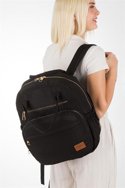 Bondit Kumaş Anne Bebek Bakım Sırt Çantası Biberon Termos Gözlü