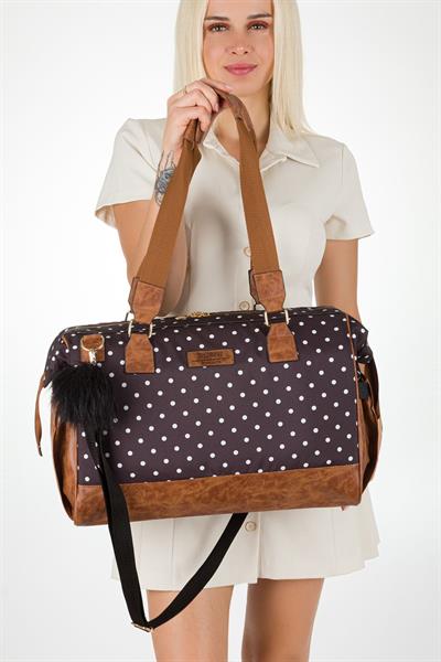 Bondit Suni Deri Kumaş Biberon Termoslu Omuz Askılı Valiz Model Bebek Bakım Çantası