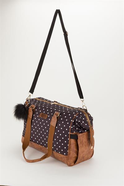 Bondit Suni Deri Kumaş Biberon Termoslu Omuz Askılı Valiz Model Bebek Bakım Çantası