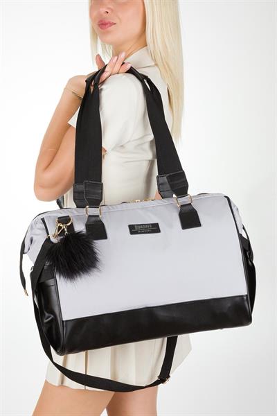 Bondit Suni Deri Kumaş Biberon Termoslu Omuz Askılı Valiz Model Bebek Bakım Çantası